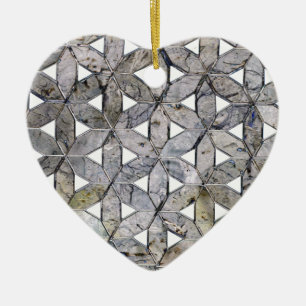 Natural Grey Stone Mosaic, flower of life Ceramic Ornament
