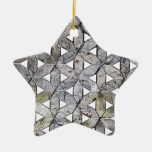 Natural Grey Stone Mosaic, flower of life Ceramic Ornament