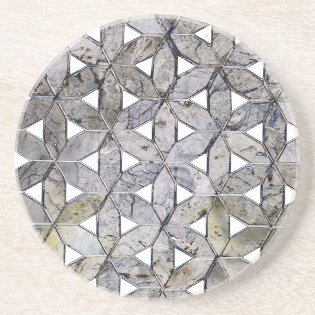 Natural Grey Stone Mosaic, flower of life Coaster (Front)