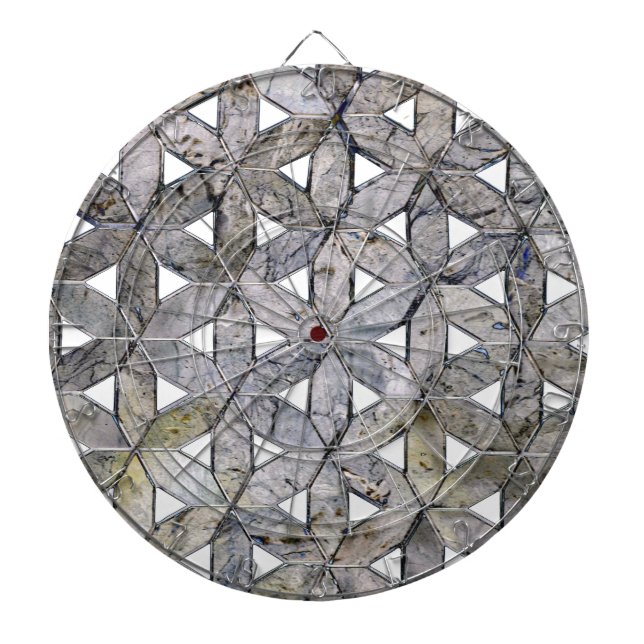 Natural Grey Stone Mosaic, flower of life Dartboard (Front)