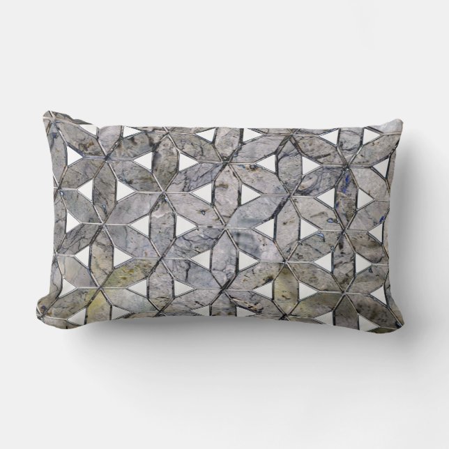 Natural Grey Stone Mosaic, flower of life Lumbar Pillow (Front)