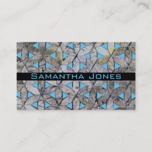 Natural Grey Stone Mosaic pattern flower of life Business Card
