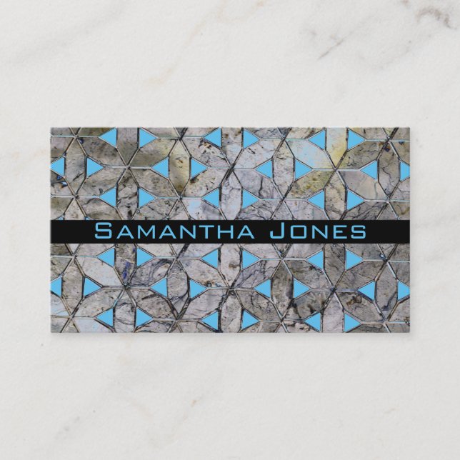Natural Grey Stone Mosaic pattern flower of life Business Card (Front)
