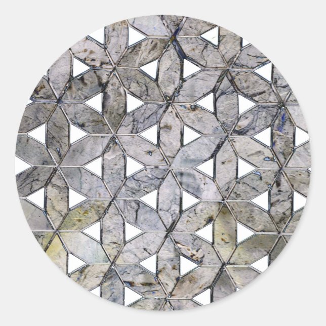 Natural Grey Stone Mosaic pattern flower of life Classic Round Sticker (Front)