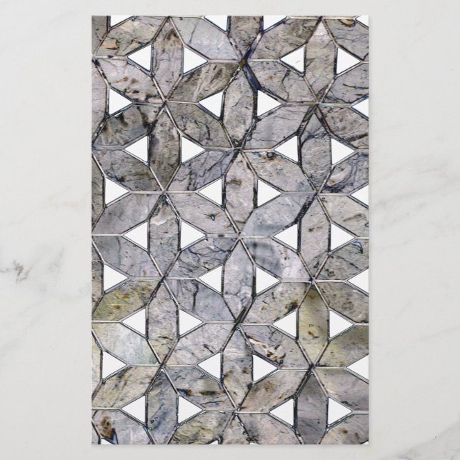 Natural Grey Stone Mosaic pattern flower of life Stationery (Front)
