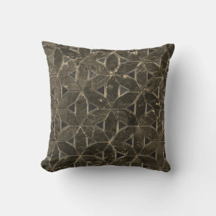 Natural Grey Stone Mosaic pattern flower of life Throw Pillow