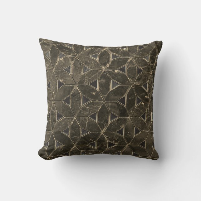 Natural Grey Stone Mosaic pattern flower of life Throw Pillow (Front)