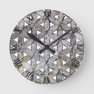 Natural Grey Stone Mosaic Round Clock