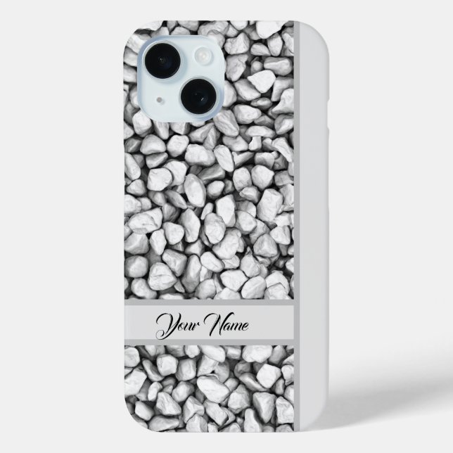 Natural Grey Stones Beach Rocks Change Your Name Case-Mate iPhone Case (Back)