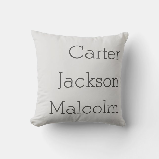 Natural Grey Three Kids Names Personalized Family Throw Pillow (Front)