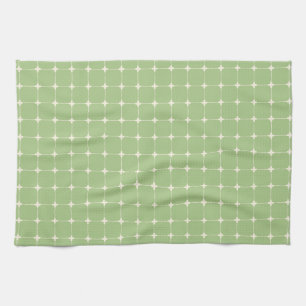 Natural Grid Sage Green Warm Cream Kitchen Towel