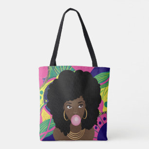 Natural Hair Beauty, Pink Bubble Gum, Abstract Tote Bag