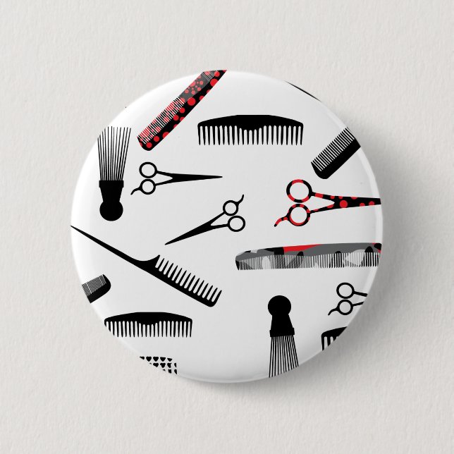 Natural hair red black 2 inch round button (Front)