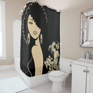 Natural Hair Woman Shower Curtain