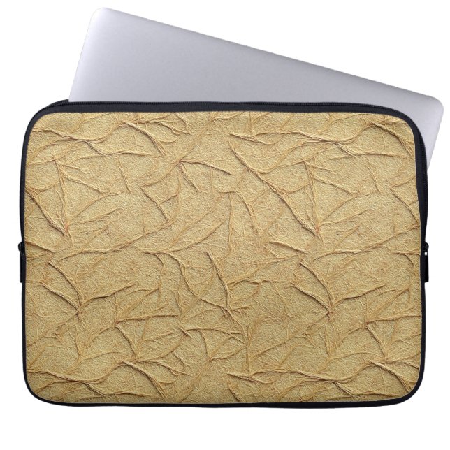Natural Handmade Paper Texture in Warm Beige Laptop Sleeve (Front)