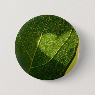 Natural Heart on Green Leaf 2 Inch Round Button