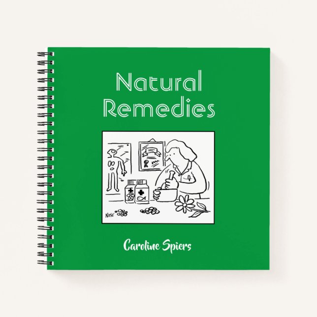 Natural Herbal Remedies Notes with Name Notebook (Front)