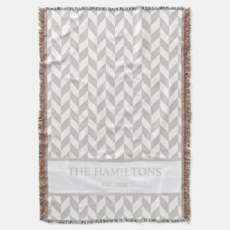 Natural Herringbone Cozy Home Throw Blanket