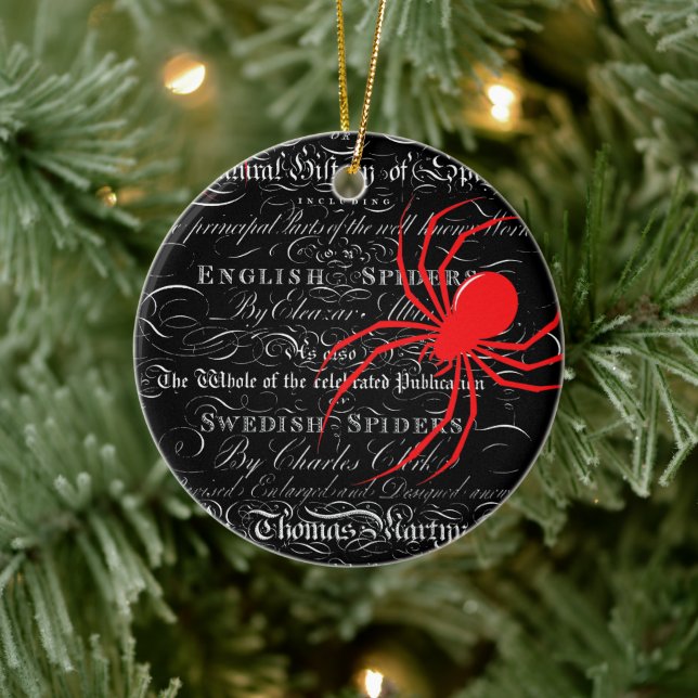 Natural History Title Page Spiders Calligraphy Ceramic Ornament (Tree)