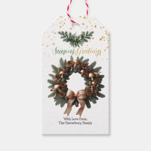 Natural Holiday Pine Rustic Wreath Christmas  Gift Tags