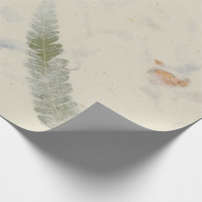 Natural Kraft Floral Petals Mulberry Fern Delicate Wrapping Paper (Corner)