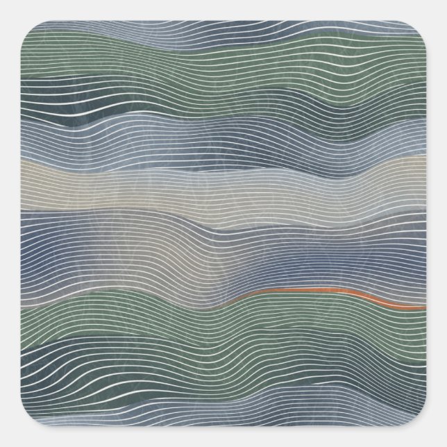 Natural Landscape: Hill Stripe Pattern Square Sticker (Front)