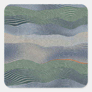 Natural Landscape: Hill Stripe Pattern Square Sticker