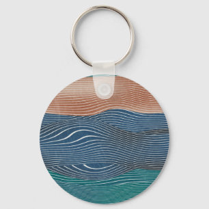 Natural landscape hills: seamless pattern. keychain
