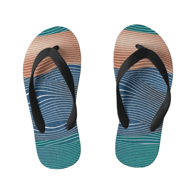 Natural landscape hills: seamless pattern. kid's flip flops (Footbed)