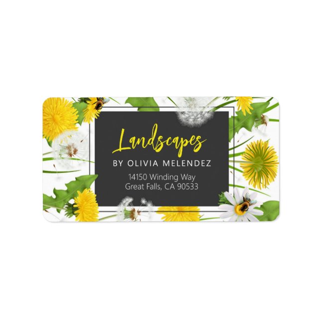 Natural Lawn Care Service Dandelion & Bees Return Label (Front)