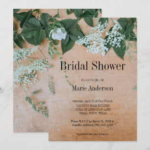 Natural Leaf Floral Shower Invitation
