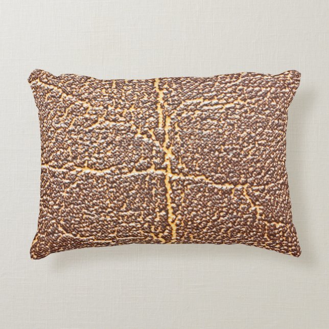 Natural leather book cover texture abstract, aged, accent pillow (Front)