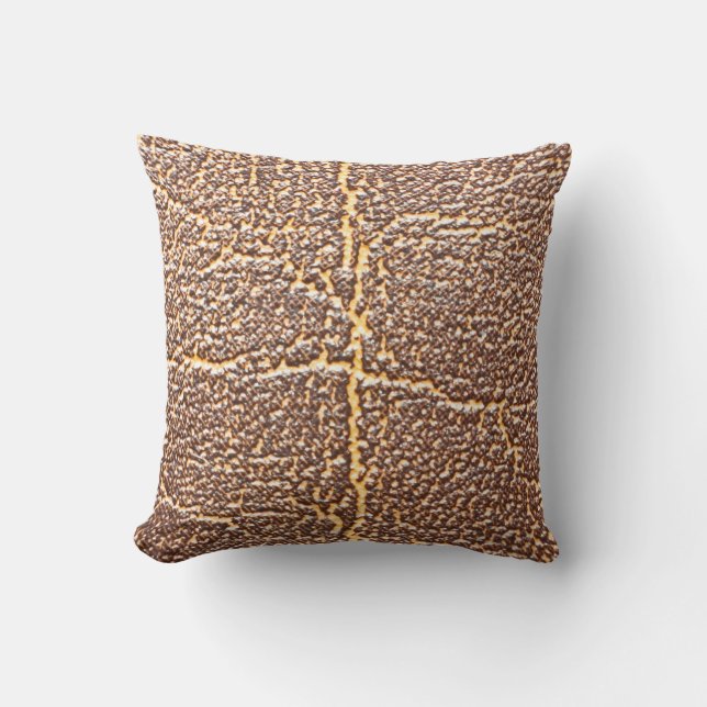 Natural leather book cover texture abstract, aged, throw pillow (Front)
