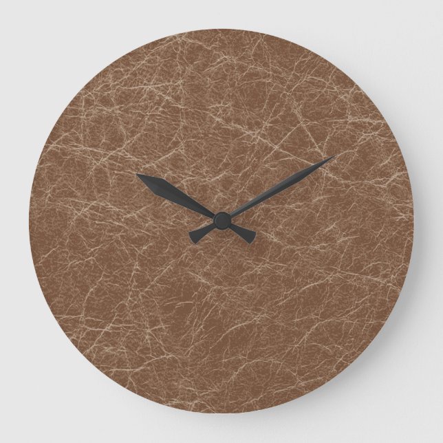 Natural Leather Texture: Seamless Brown Detail Large Clock (Front)
