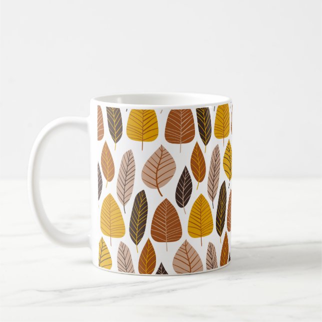 Natural Leaves: Neutral Seamless Pattern. Coffee Mug (Left)
