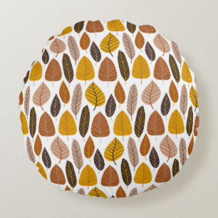 Natural Leaves: Neutral Seamless Pattern. Round Pillow