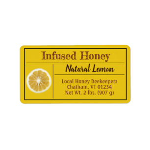 Natural Lemon Flavour Infused Honey Label