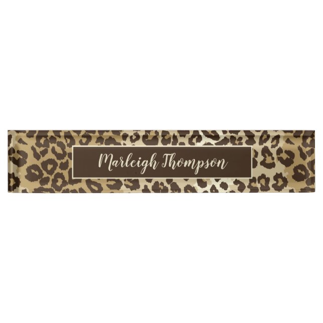 Natural Leopard Print Custom Monogram Name Nameplate (Front)