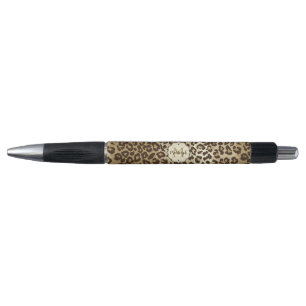 Natural Leopard Print Custom Monogram Name Pen