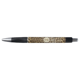 Natural Leopard Print Custom Monogram Name Pen
