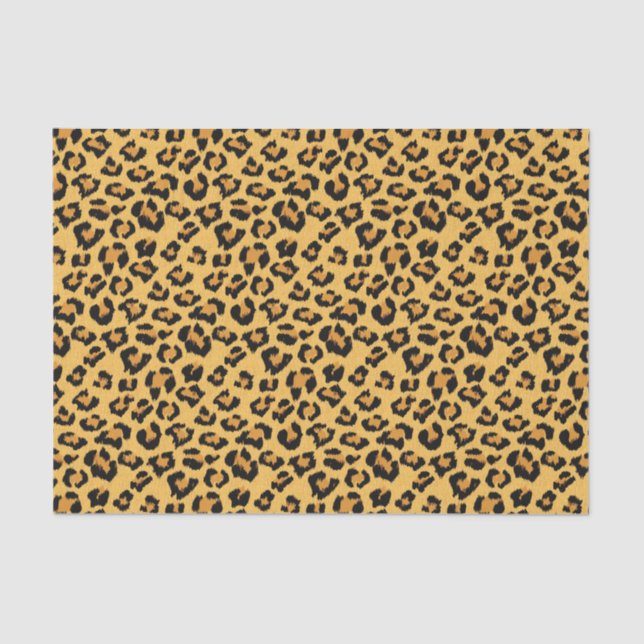 Natural Leopard Print Fake Animal Fur Pattern Tissue Paper (Front)