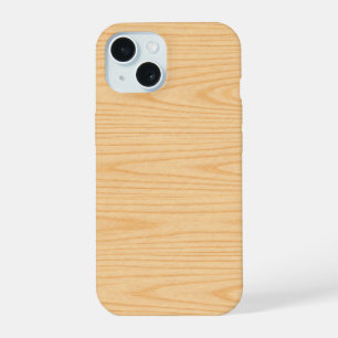 Natural Light Oak Wood Grain Texture iPhone 15 Case