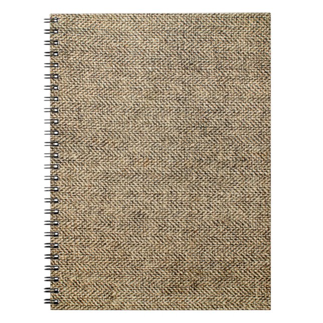 Natural linen backgroundbackground, bagging, beige notebook (Front)