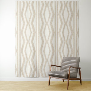 Natural Linen Cream Geometric Pattern Tapestry