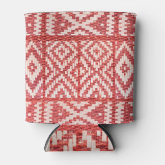 Natural Linen: Ethnic Ornament Textile Can Cooler