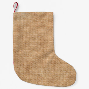 Natural linen texture as backgroundbagging, beige, small christmas stocking