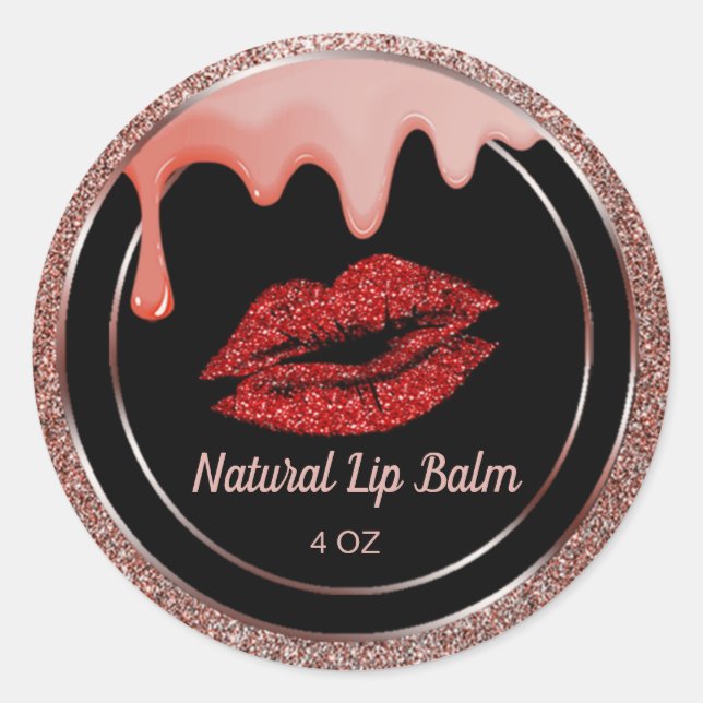 Natural lip balm classic round sticker (Front)