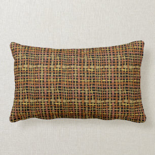 Natural Looking Woven Graphical Strings Red Lumbar Pillow