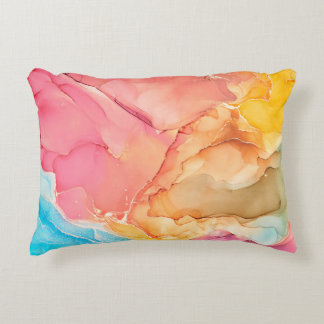 Natural luxury abstract fluid art painting in alco accent pillow