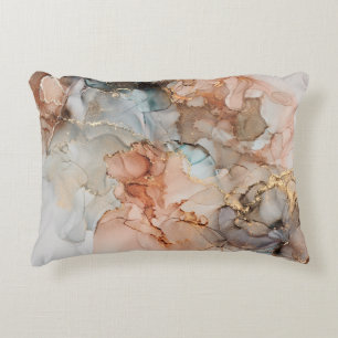 Natural luxury abstract fluid art painting in alco accent pillow